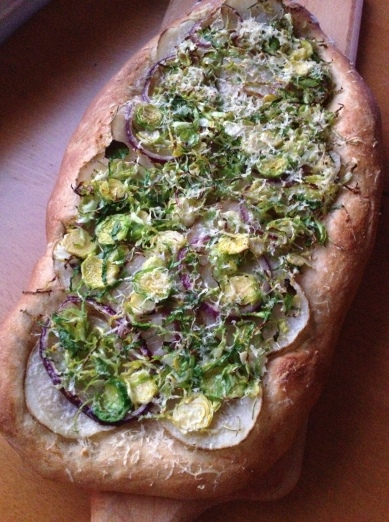 brussel sprout and potato pizza 1